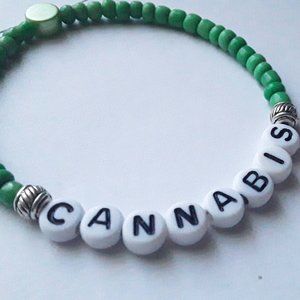 Handmade Cannabis Bracelet on Elastic